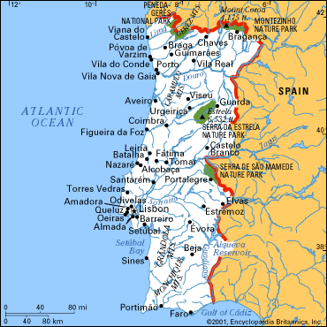 Mapa da Zona Norte de Portugal